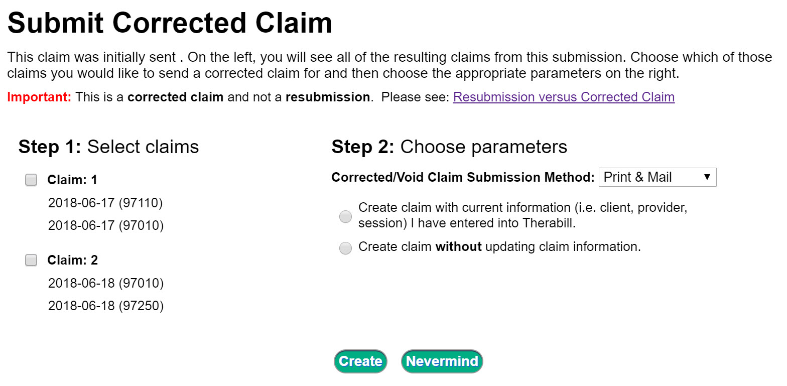 Claim Resubmission Code and Original Reference Number