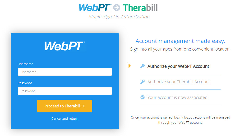 Single Sign-On (SSO) with WebPT – Therabill